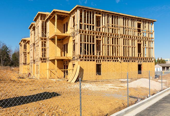 a close-up of temporary chain link fences, keeping the construction area safe and secure in Prairie Village, KS